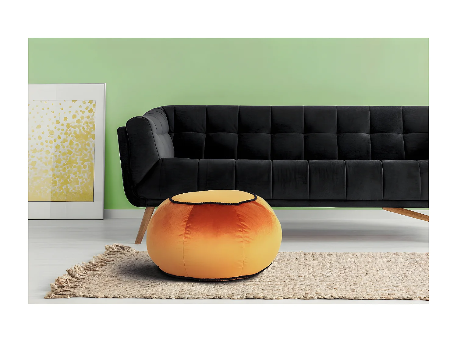 Pouf Rond en Velours "Taj Mahal" 65cm Bronze