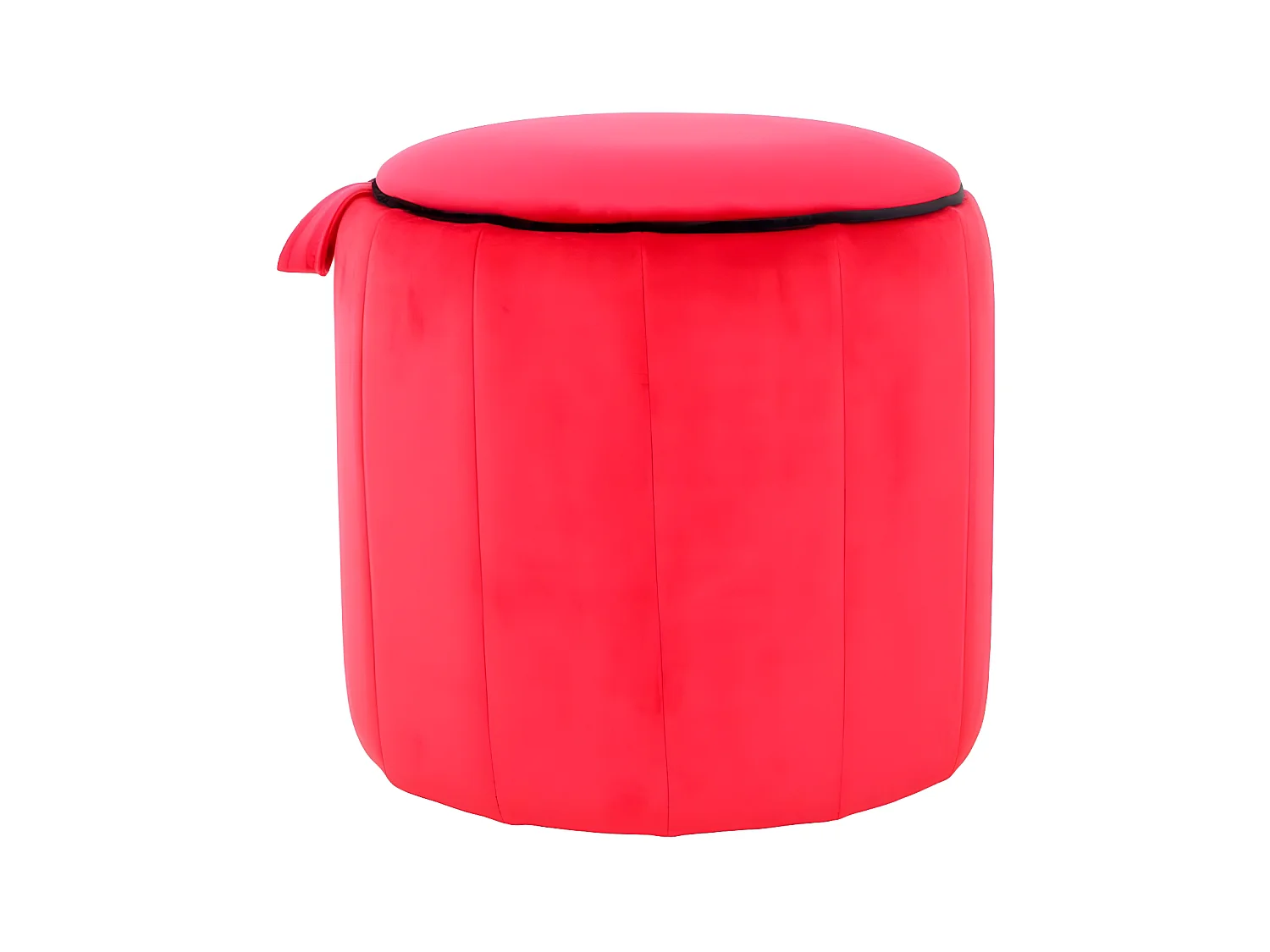 Pouf Rond Velours "Reese" 43cm Rouge