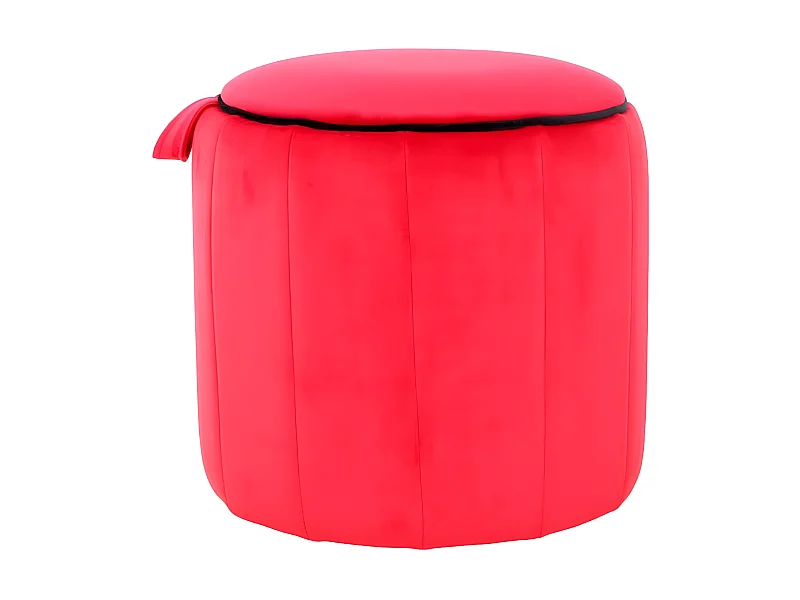 Pouf Rond Velours "Reese" 43cm Rouge
