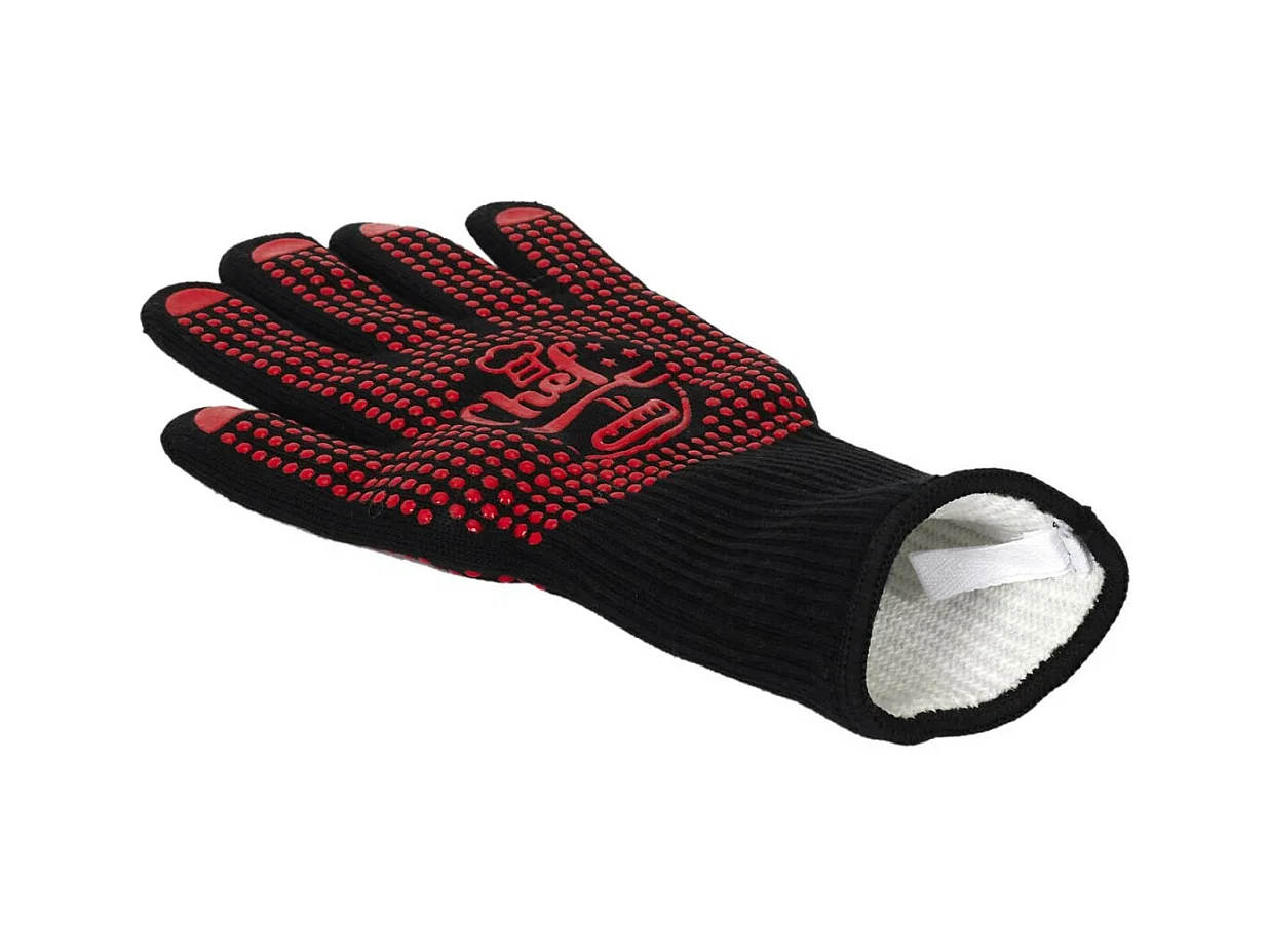 Gant Anti Chaleur "Barbecue" 32cm Rouge & Noir