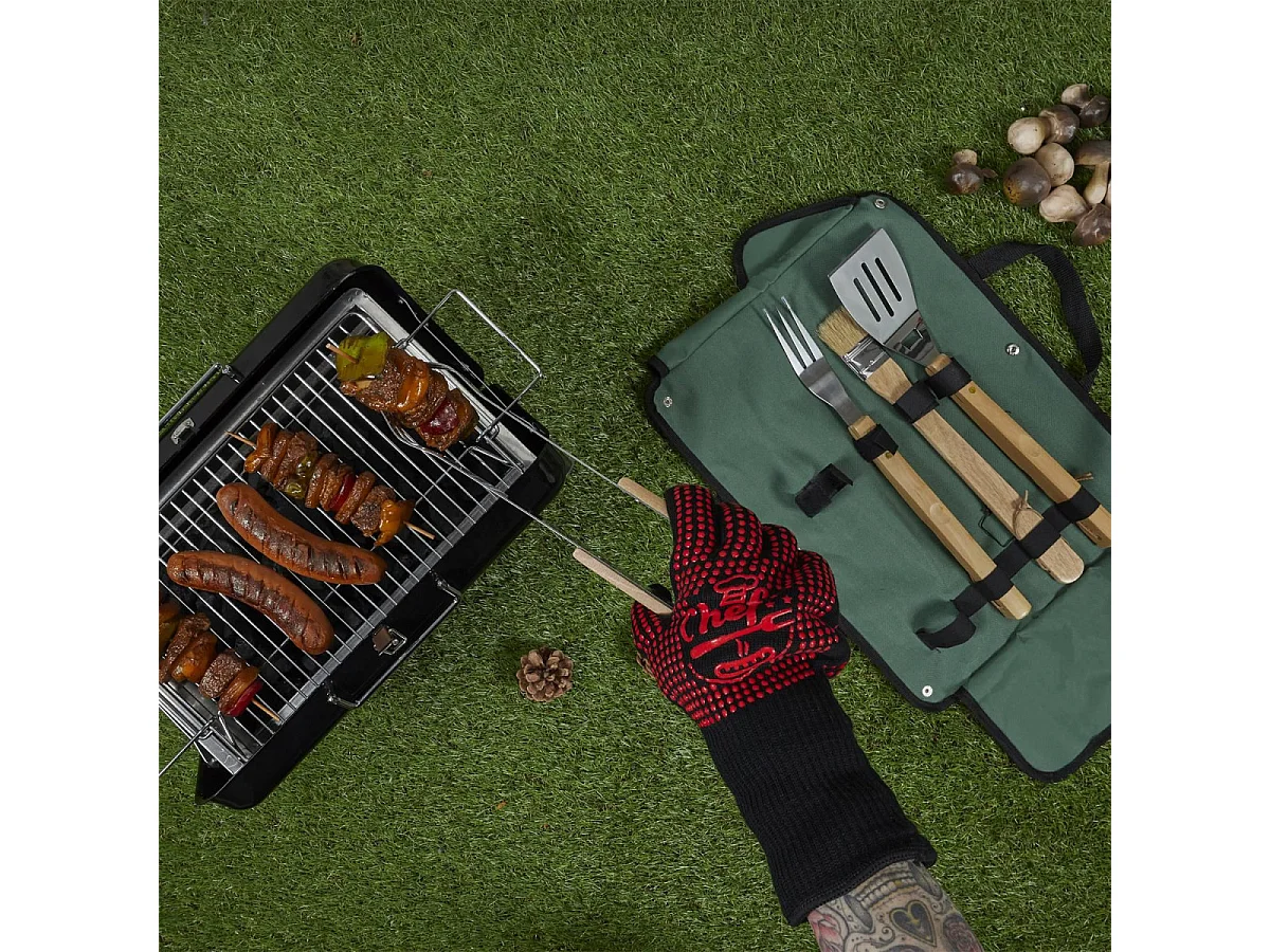 Gant Anti Chaleur "Barbecue" 32cm Rouge & Noir