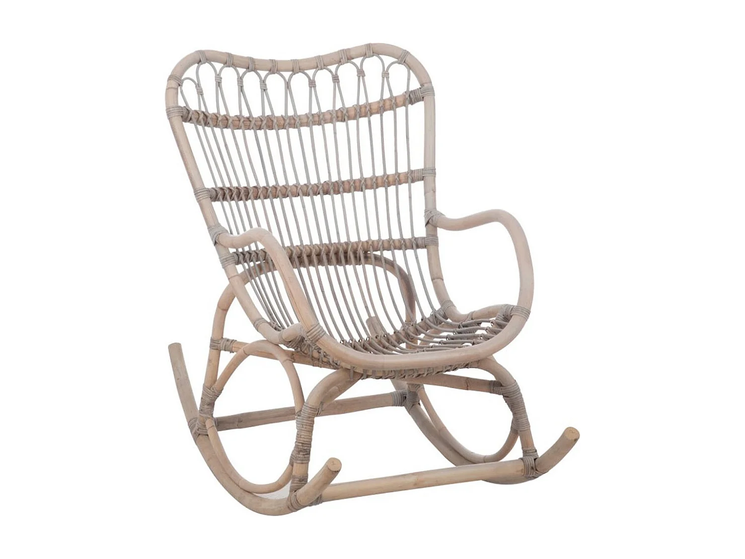Fauteuil à Bascule en Rotin "Washi" 110cm Gris