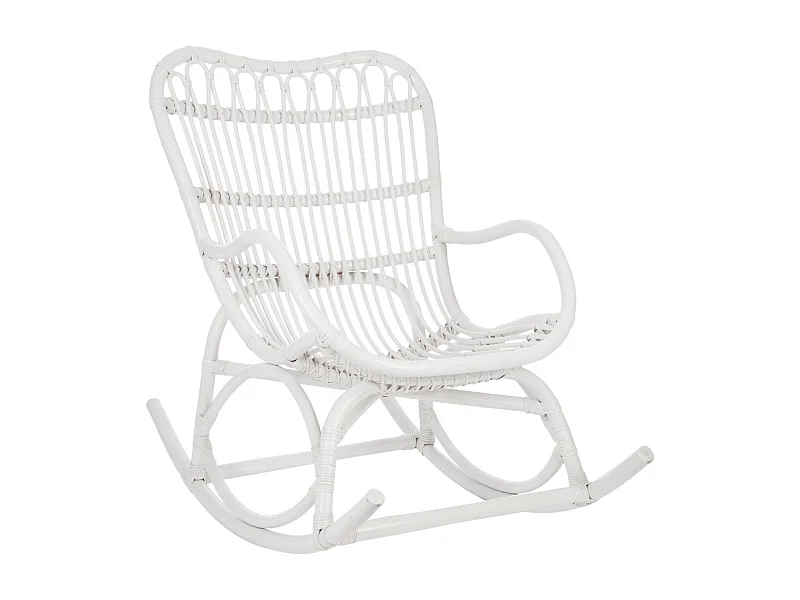 Fauteuil à Bascule en Rotin "Washington" 93cm Blanc