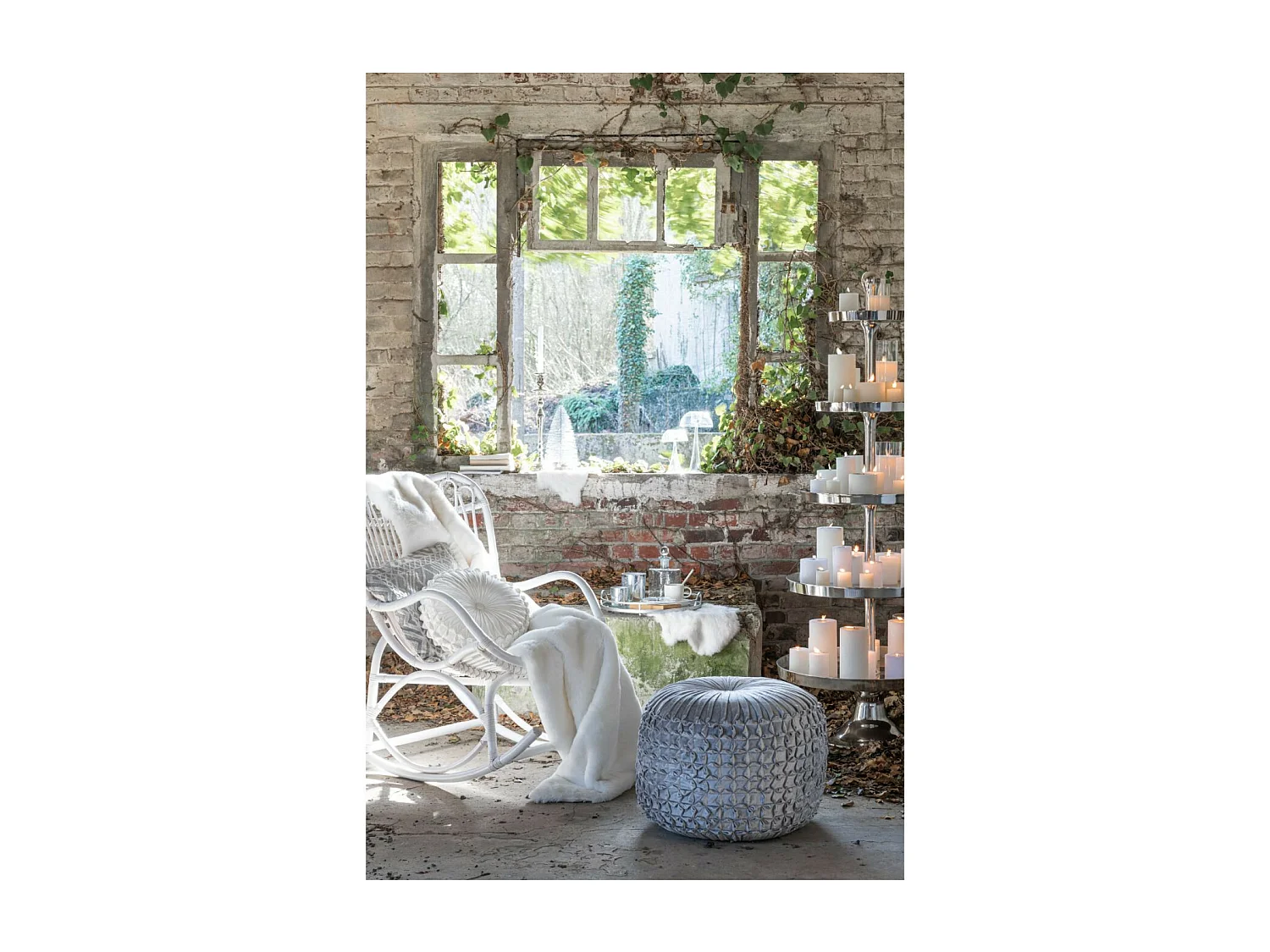 Fauteuil à Bascule en Rotin "Washington" 93cm Blanc