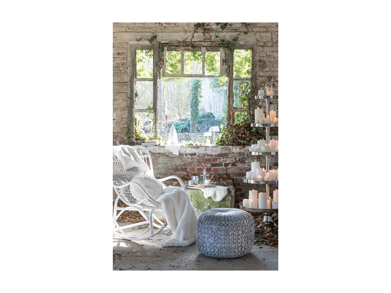 Fauteuil à Bascule en Rotin "Washington" 93cm Blanc