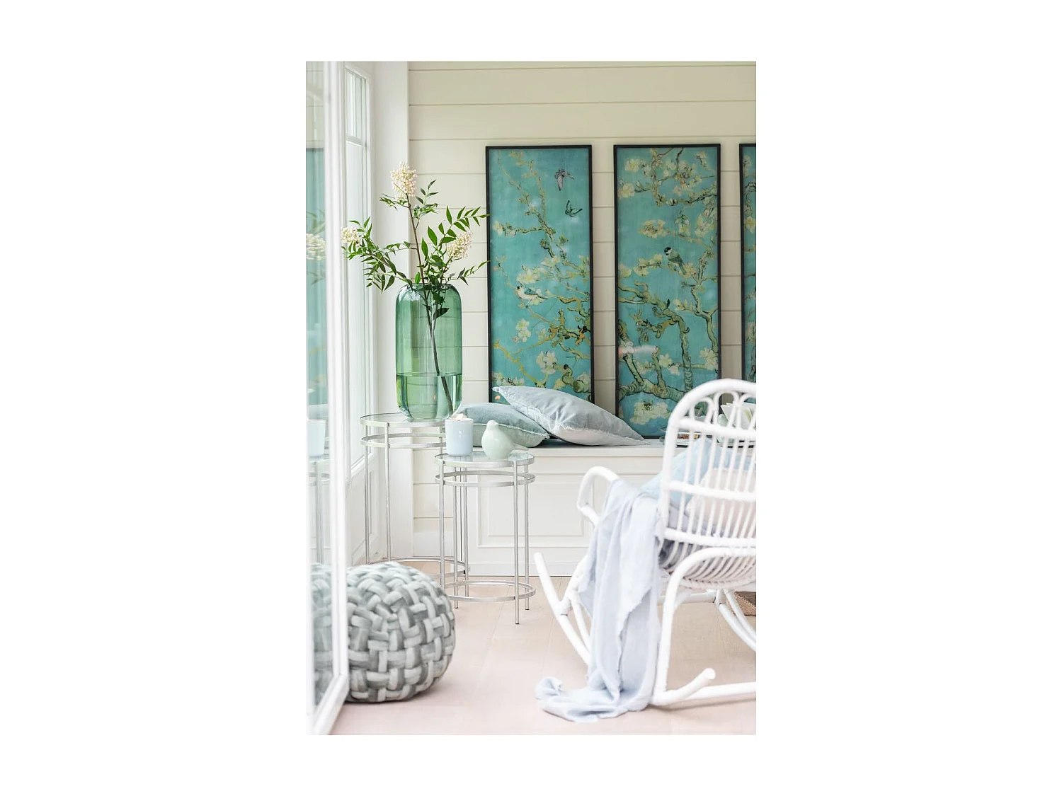 Fauteuil à Bascule en Rotin "Washington" 93cm Blanc