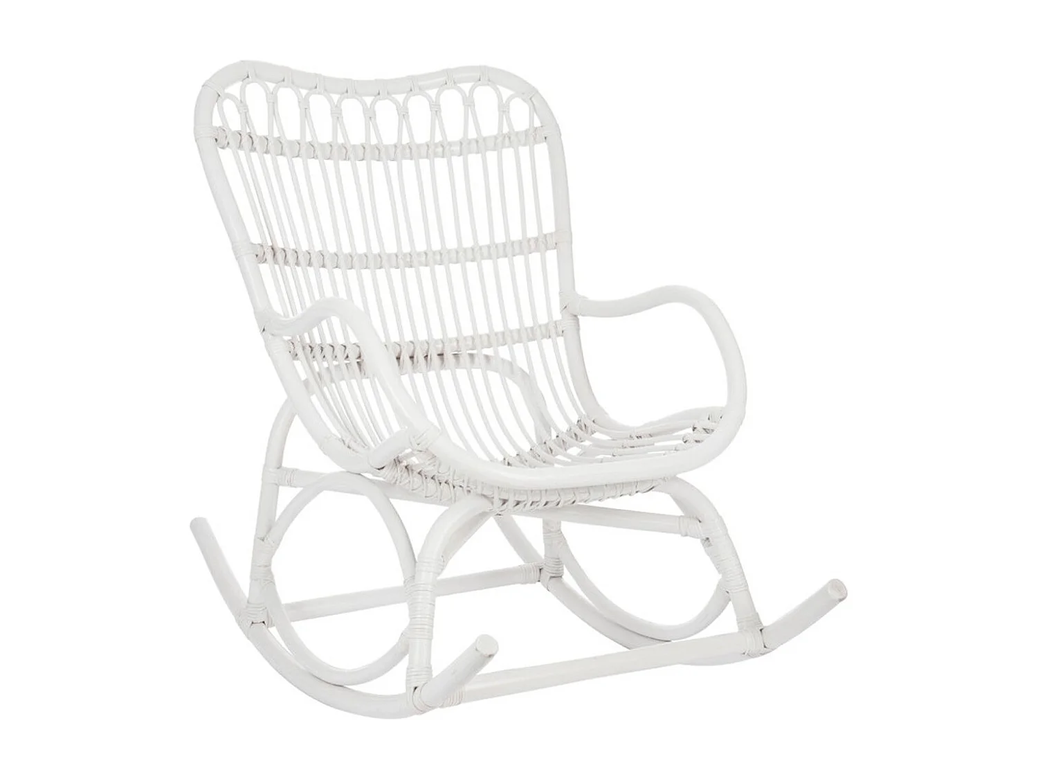 Fauteuil à Bascule en Rotin "Washington" 93cm Blanc