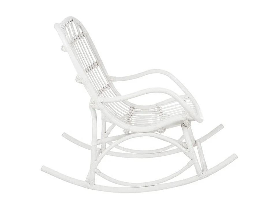 Fauteuil à Bascule en Rotin "Washington" 93cm Blanc