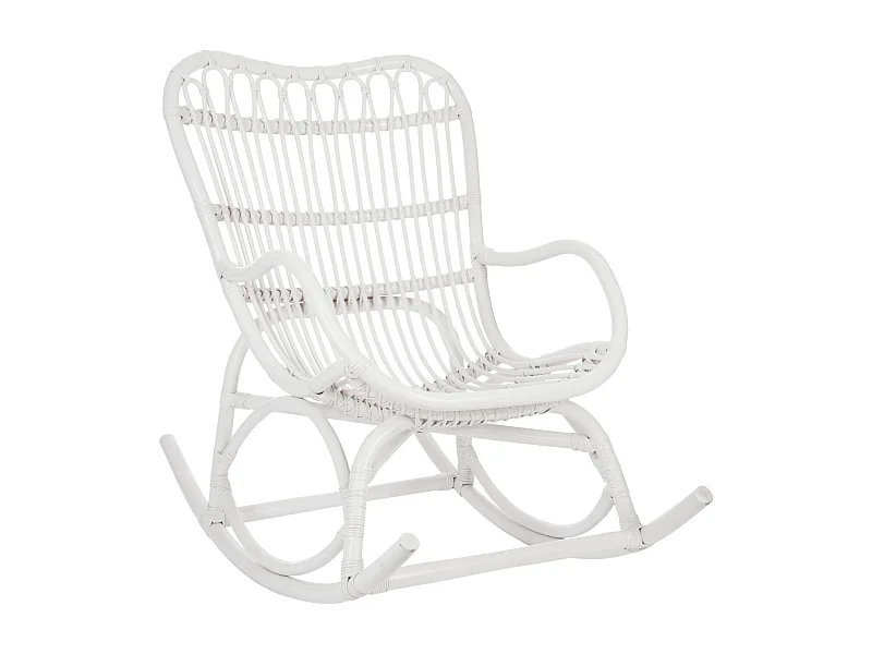 Fauteuil à Bascule en Rotin "Washington" 93cm Blanc