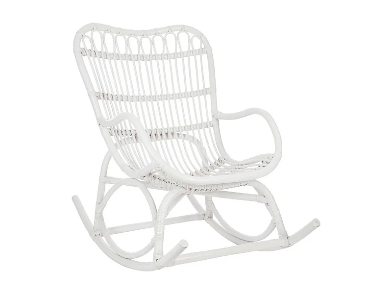 Fauteuil à Bascule en Rotin "Washington" 93cm Blanc