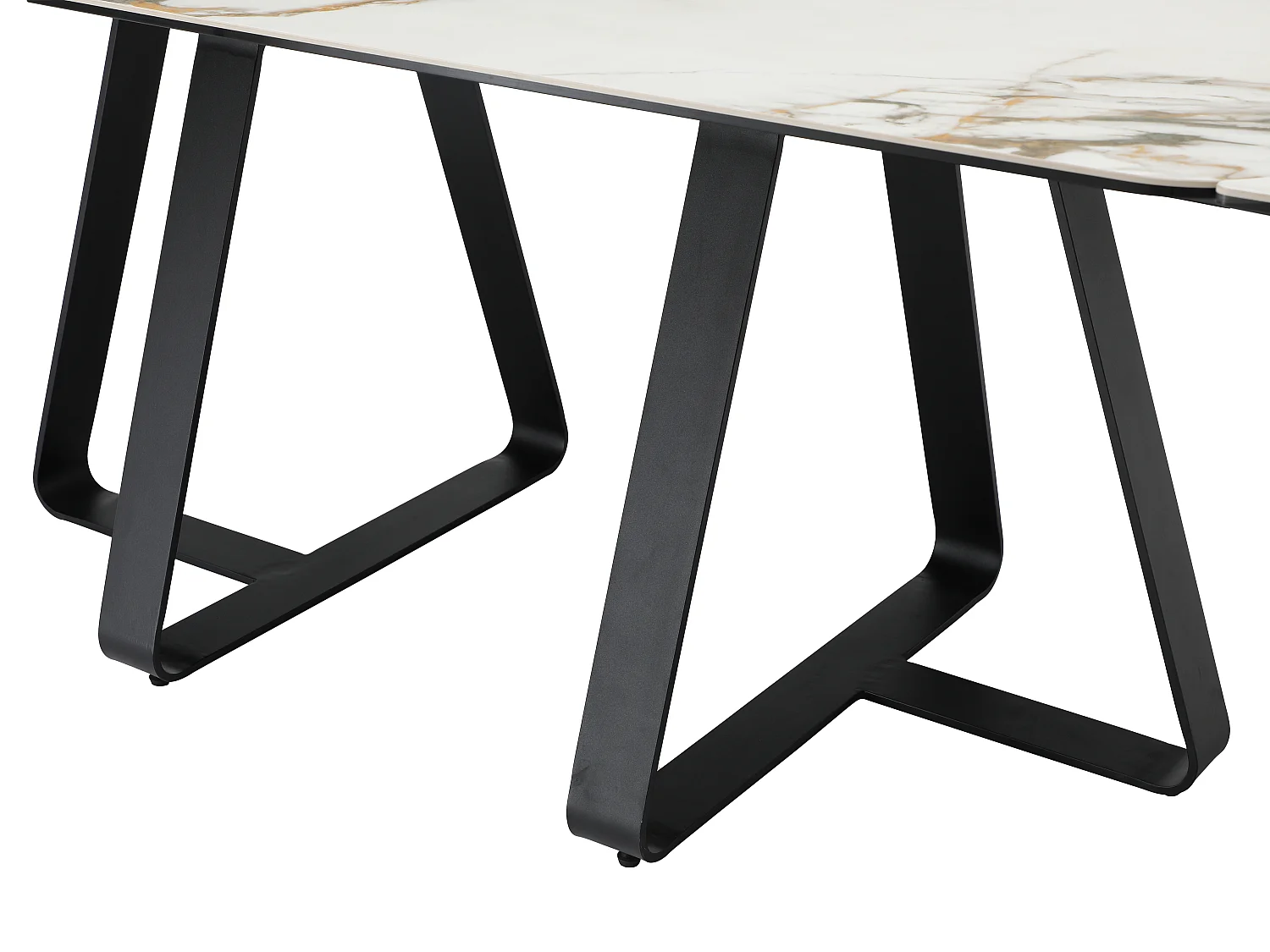 Table à manger extensible 6 à 10 personnes en verre trempé et céramique - Effet marbre blanc et noir - MARDONA