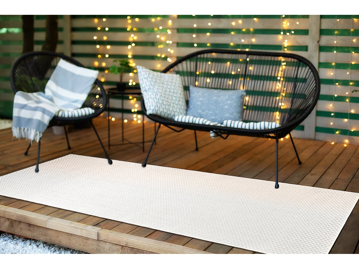 Tappeto, tapis de couloir TIMO 6272 SIZAL all'aperto bianco 70x250 cm