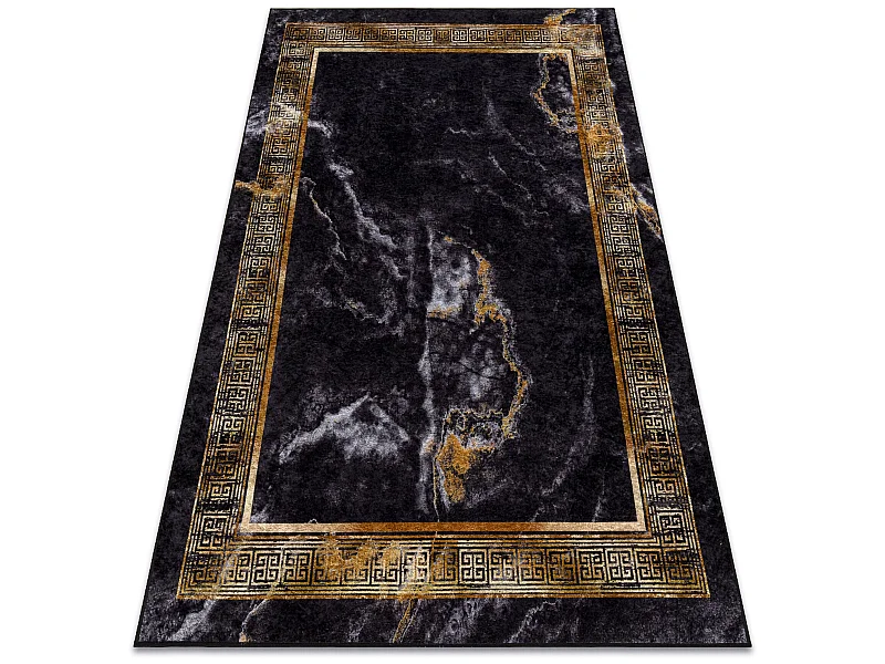 MIRO 51278.809 Waschteppich Marmor, griechisch Anti-Rutsch - schwarz / 80x150 cm