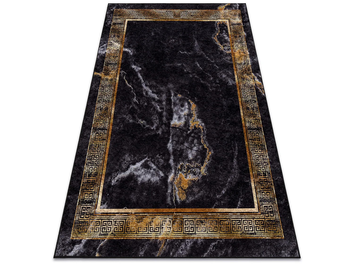 MIRO 51278.809 Waschteppich Marmor, griechisch Anti-Rutsch - schwarz / 80x150 cm