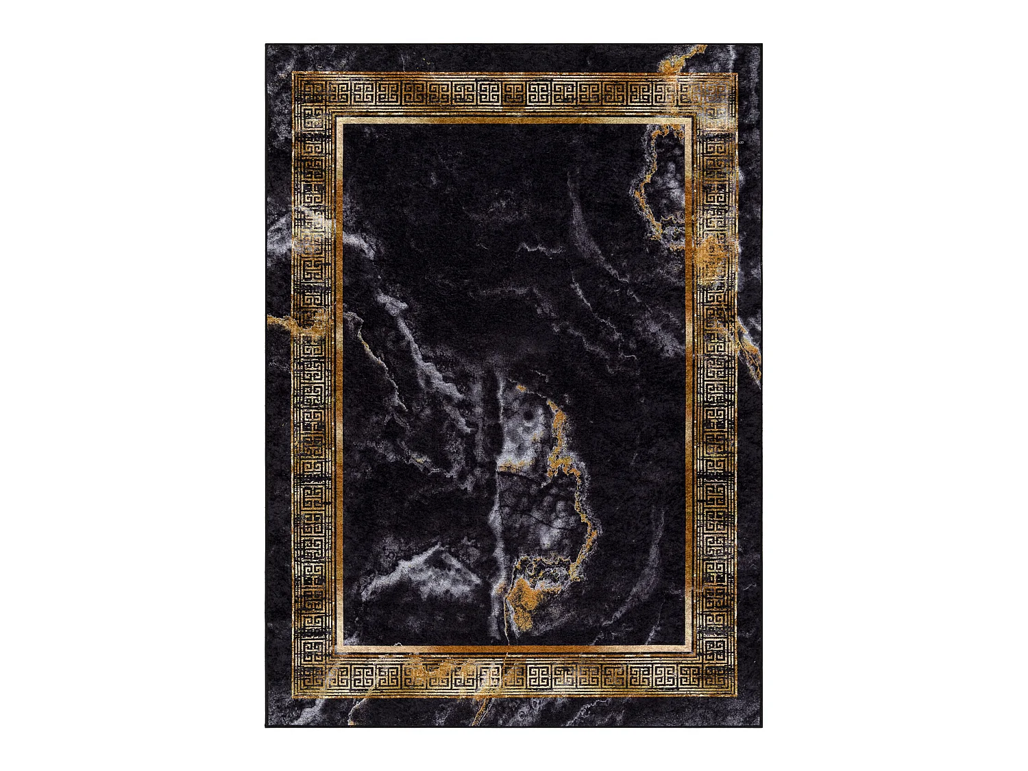 MIRO 51278.809 Waschteppich Marmor, griechisch Anti-Rutsch - schwarz / 80x150 cm