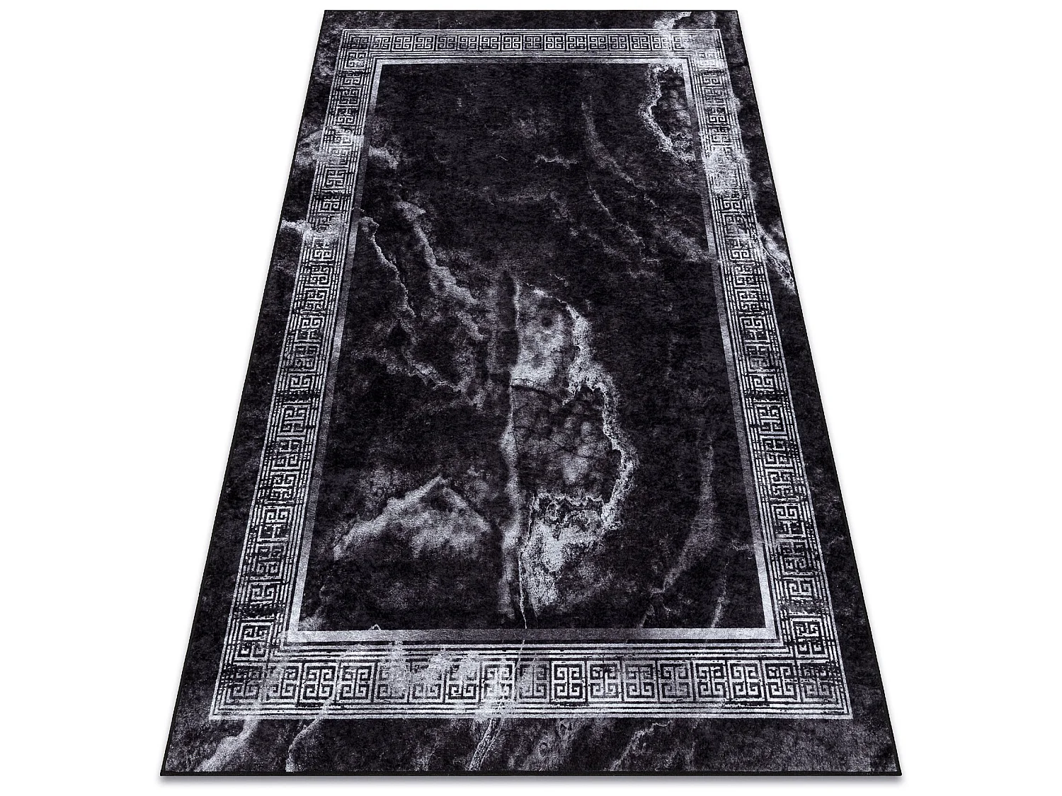 Tapis lavable MIRO 51278.810 Marbre, grec antidérapant - noir / blanc 80x150 cm