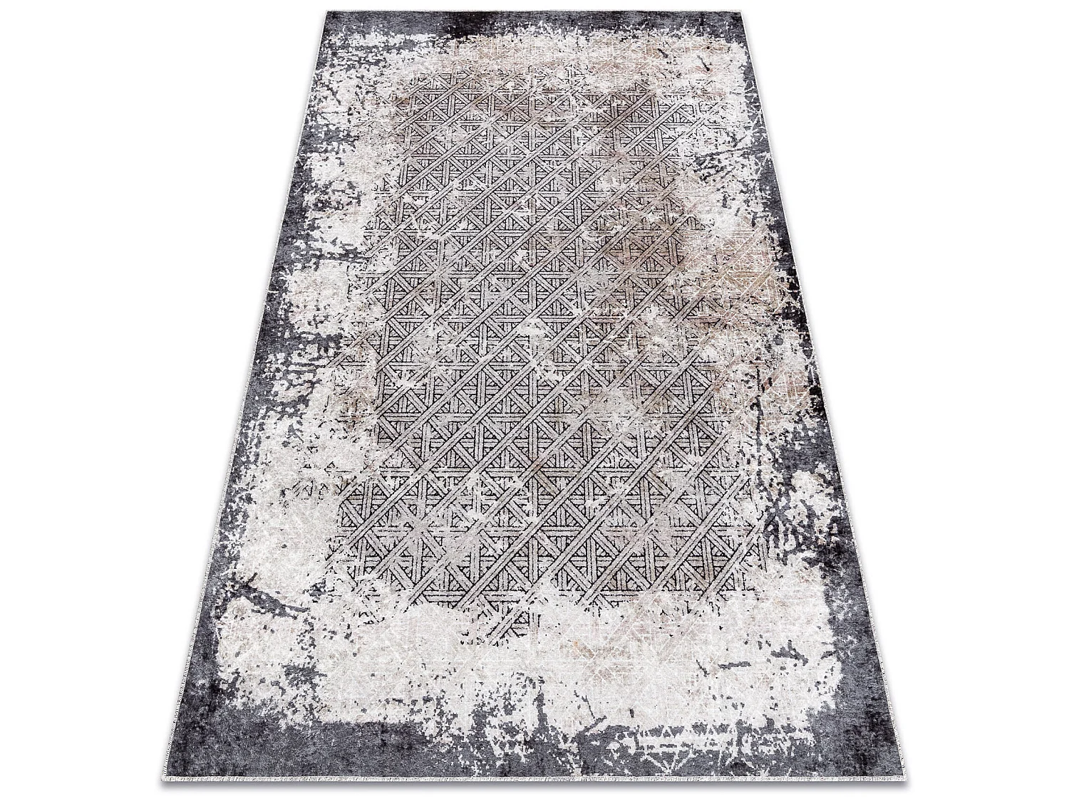 MIRO 51864.804 tapijt wasbaar Vintage, geruite antislip - grijs 120x170 cm