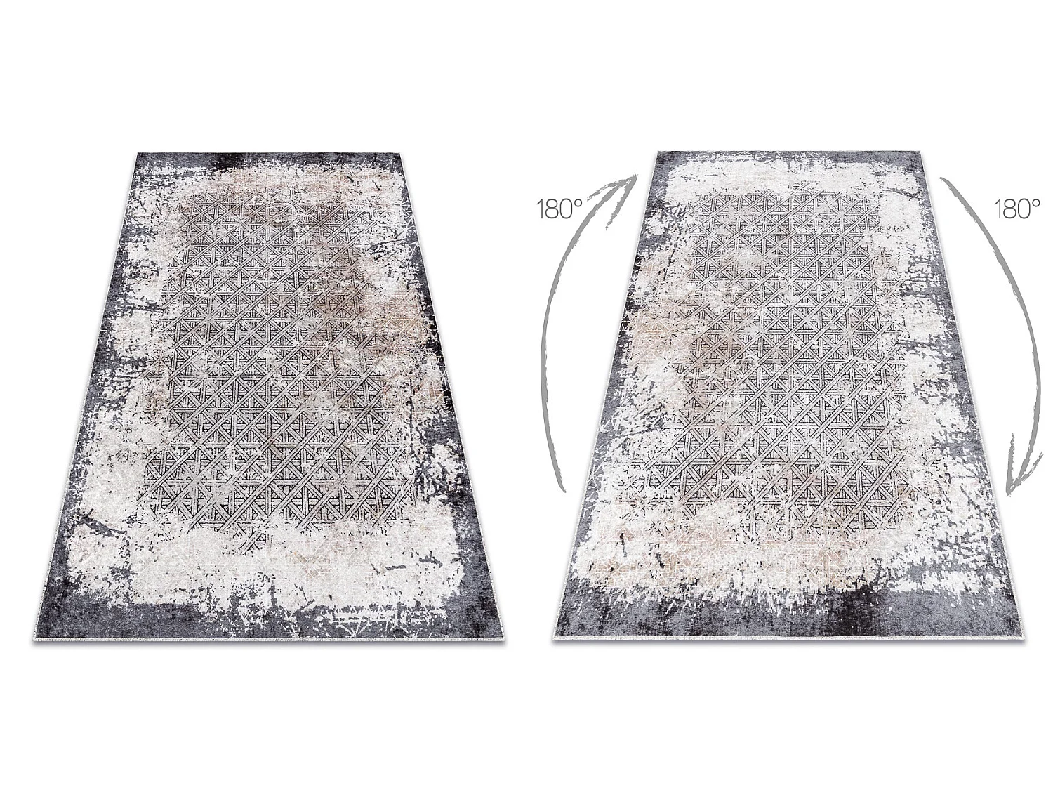 MIRO 51864.804 tapijt wasbaar Vintage, geruite antislip - grijs 120x170 cm