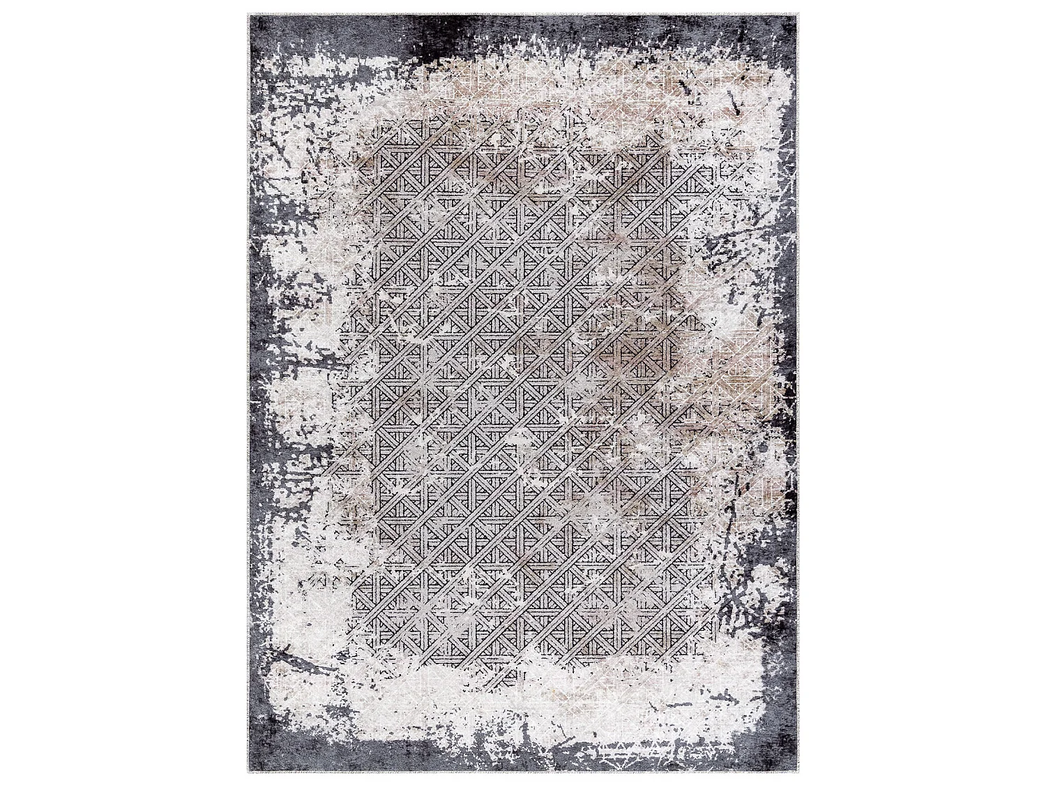 MIRO 51864.804 tapijt wasbaar Vintage, geruite antislip - grijs 120x170 cm