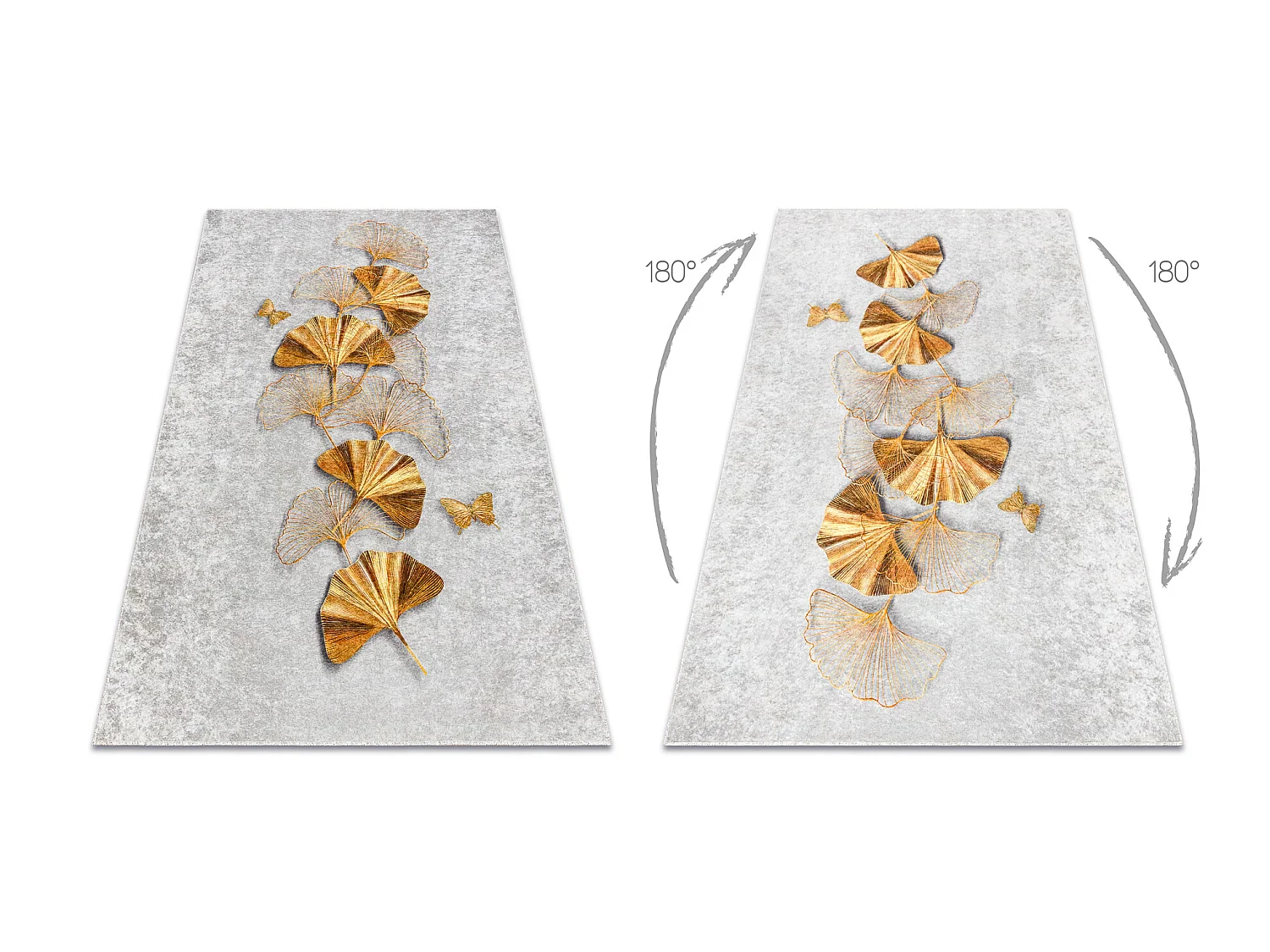 Tapis lavable MIRO 51969.802 Papillons antidérapant - gris / or 160x220 cm