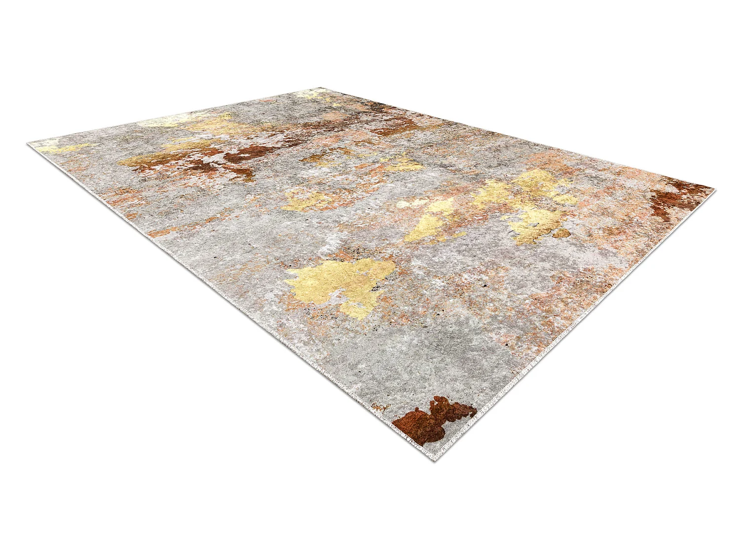 MIRO 51463.802 Waschteppich Abstraktion Anti-Rutsch - grau / gold 160x220 cm