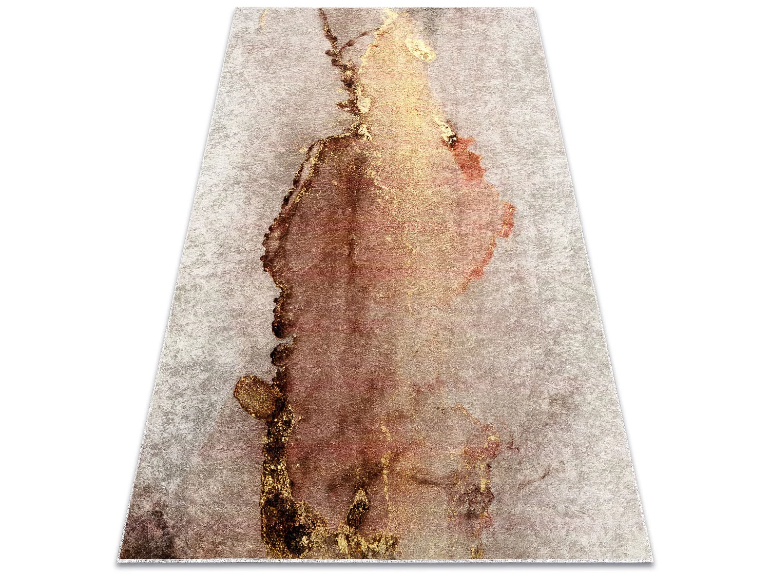 MIRO 52101.801 Tapete Abstração antiderrapante - bege / ouro 80x150 cm