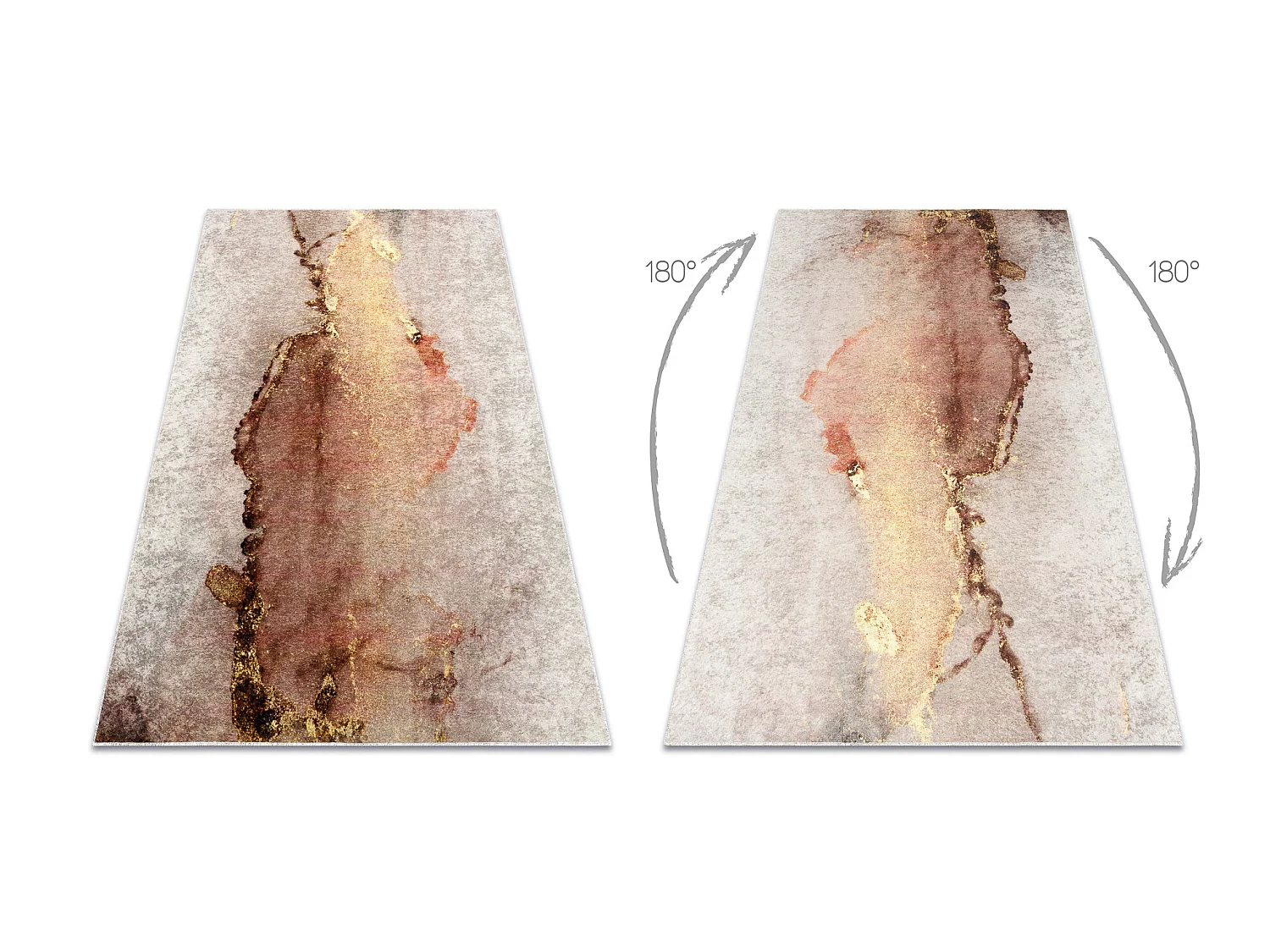 MIRO 52101.801 tapijt wasbaar Abstractie antislip - beige / goud 80x150 cm