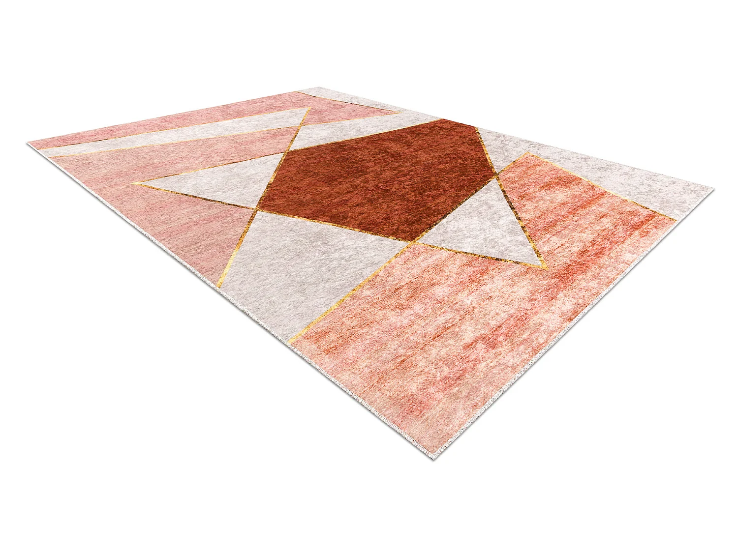 MIRO 52097.802 tapijt wasbaar geometrisch antislip - roze 80x150 cm