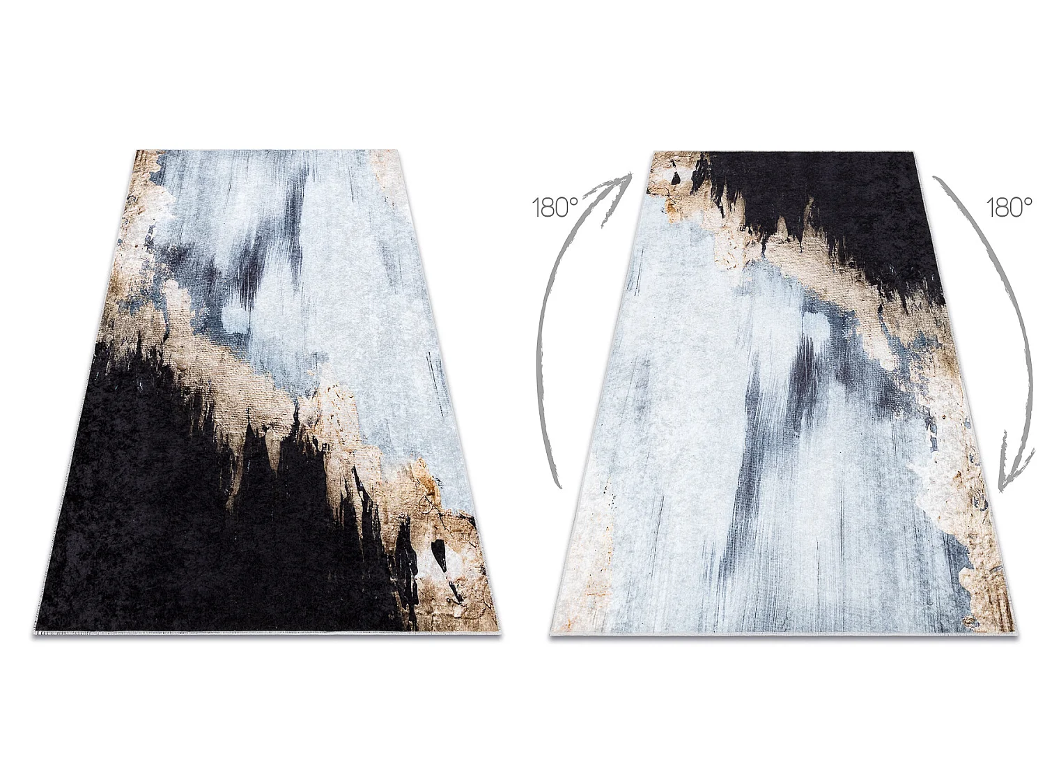 Tapis lavable MIRO 51573.802 Abstraction antidérapant - bleu / or 120x170 cm