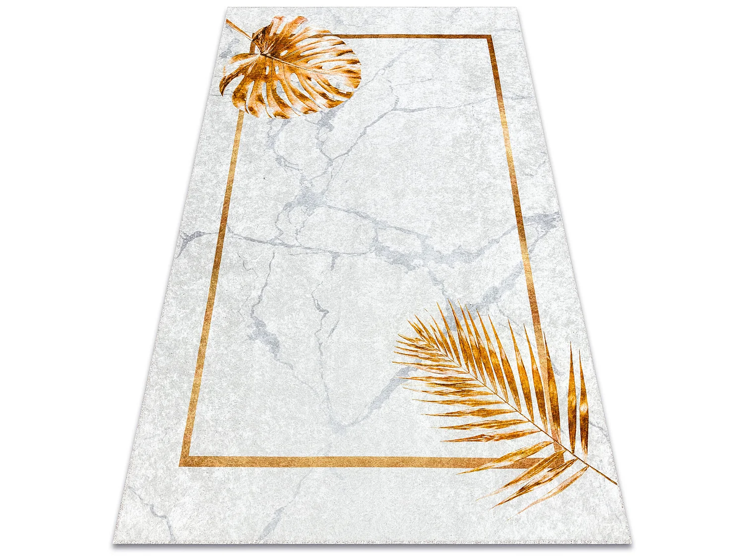 MIRO 51518.806 tapijt wasbaar Bladeren, kader antislip - grijs / goud 160x220 cm