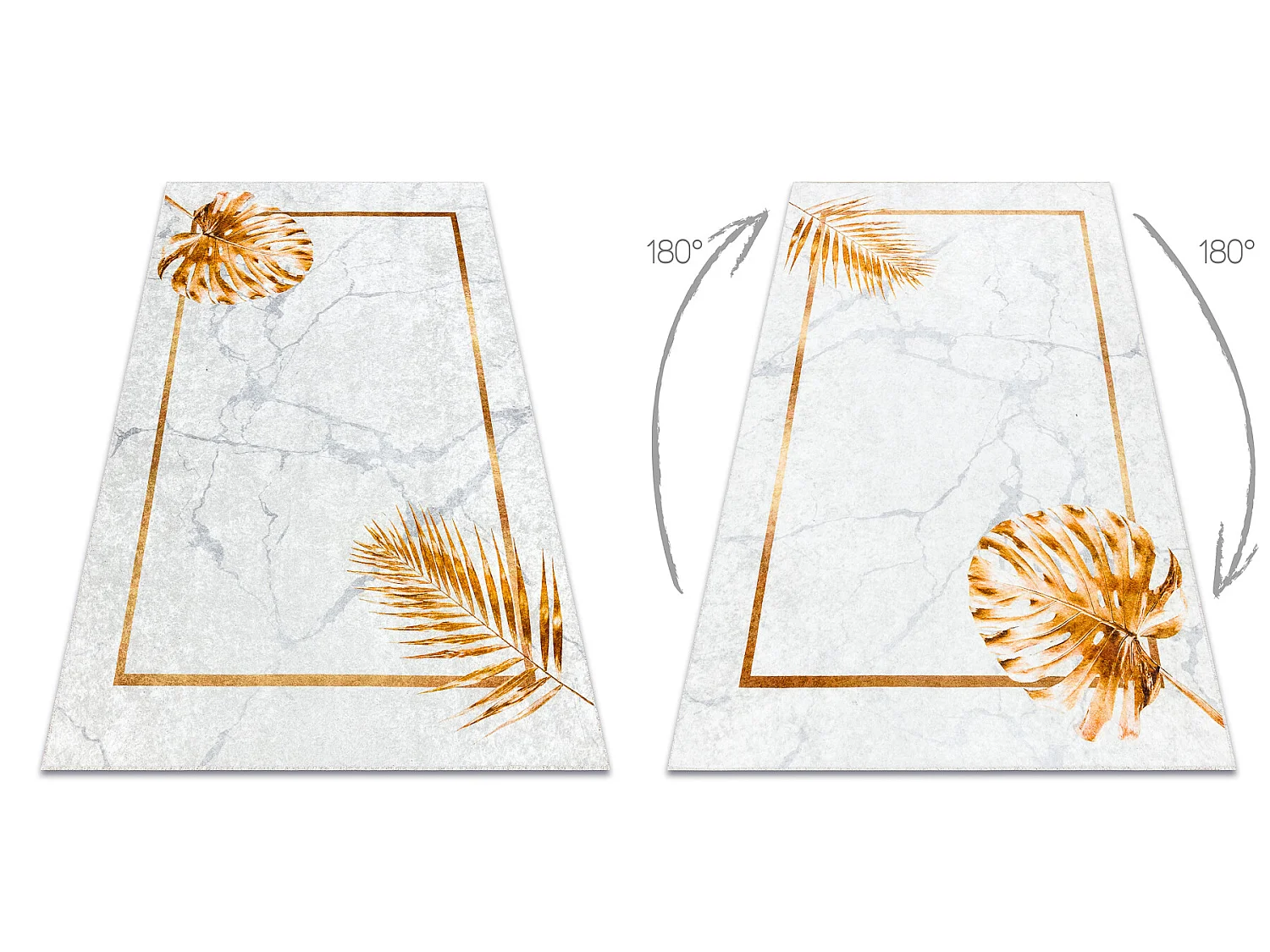 MIRO 51518.806 tapijt wasbaar Bladeren, kader antislip - grijs / goud 160x220 cm