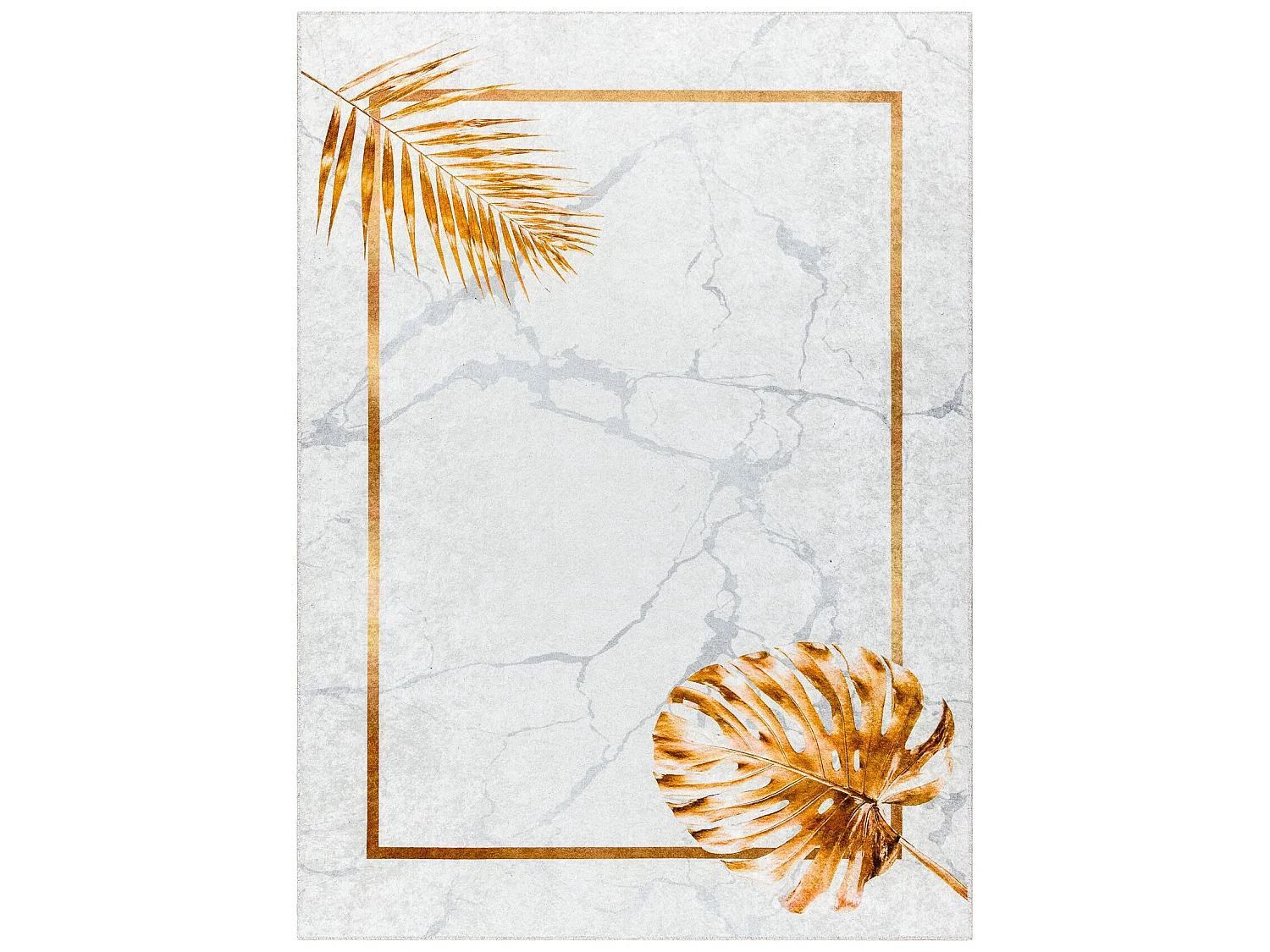 MIRO 51518.806 tapijt wasbaar Bladeren, kader antislip - grijs / goud 160x220 cm