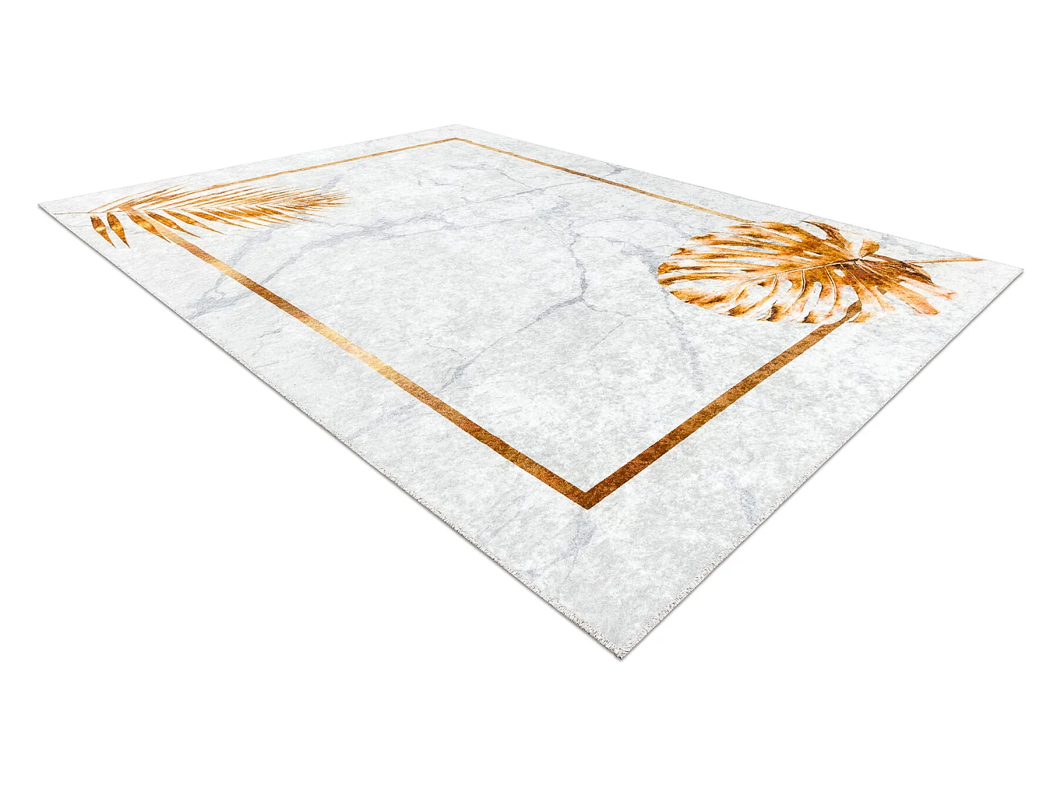 MIRO 51518.806 tapijt wasbaar Bladeren, kader antislip - grijs / goud 160x220 cm