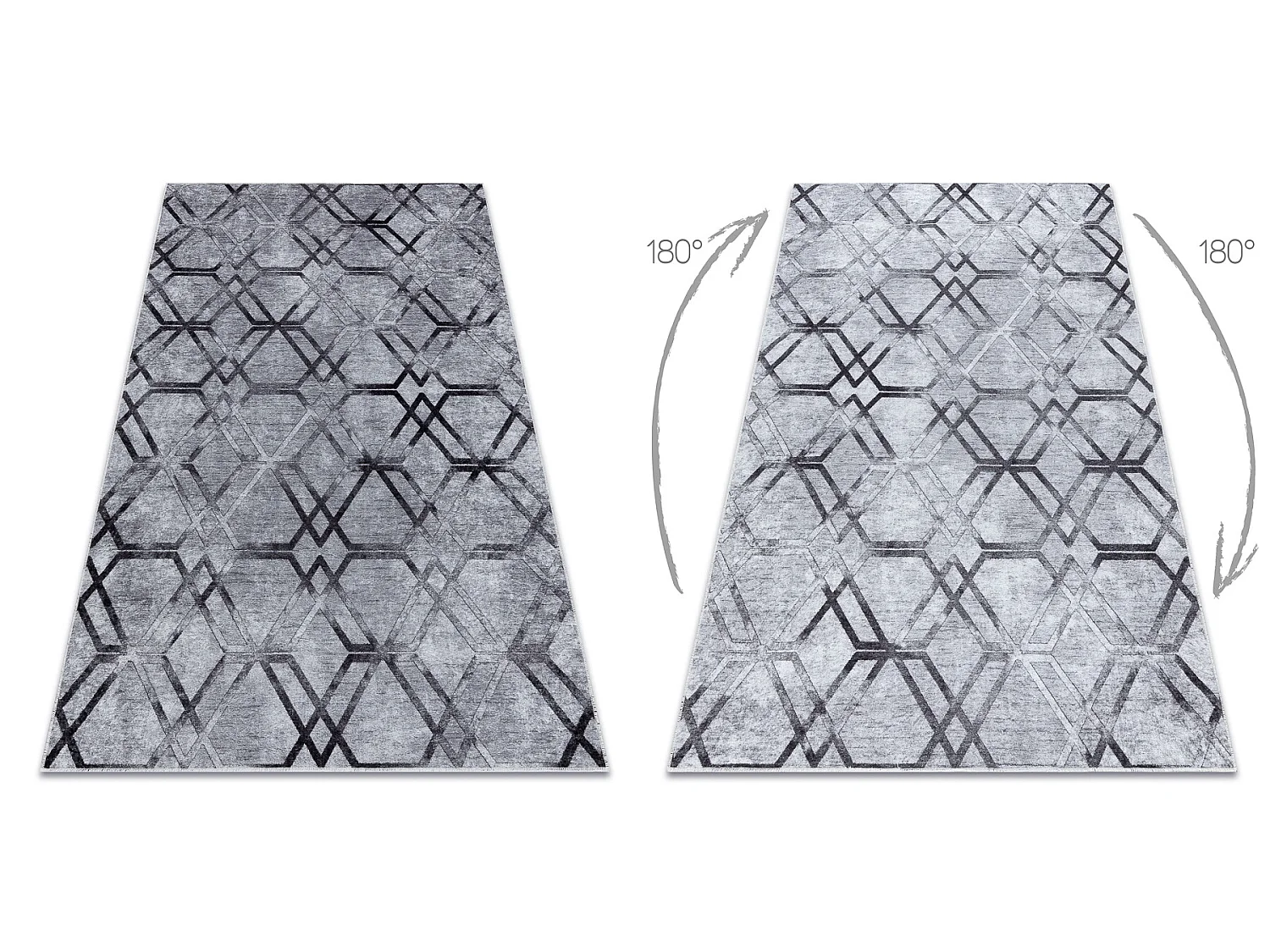 MIRO 51805.803 tapijt wasbaar geometrisch, geruite antislip - grijs 160x220 cm