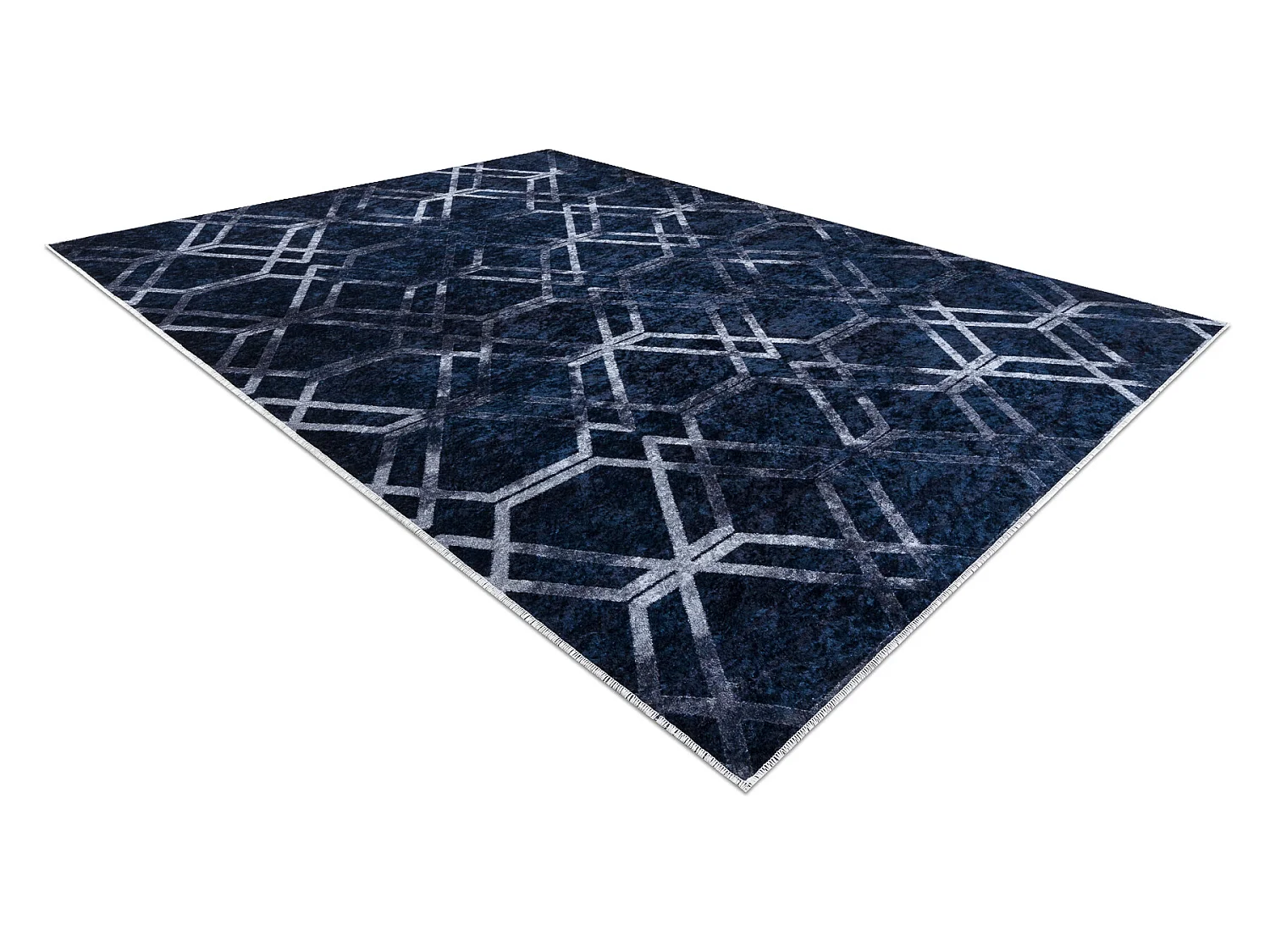 MIRO 51805.802 tapijt wasbaar geometrisch, geruite antislip - blauw 160x220 cm