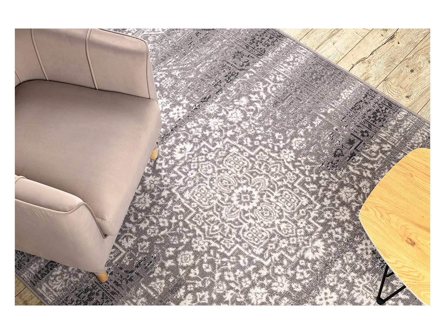 Teppichwolle ANGEL 7888 / 52023 Rosette vintage grau / beige 200x300 cm