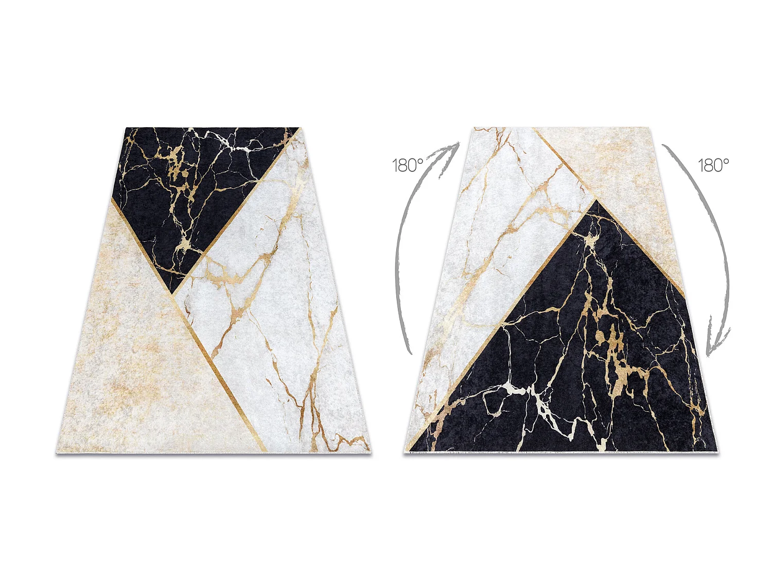 MIRO 52103.801 tapijt wasbaar marmer, geometrisch antislip - goud 160x220 cm