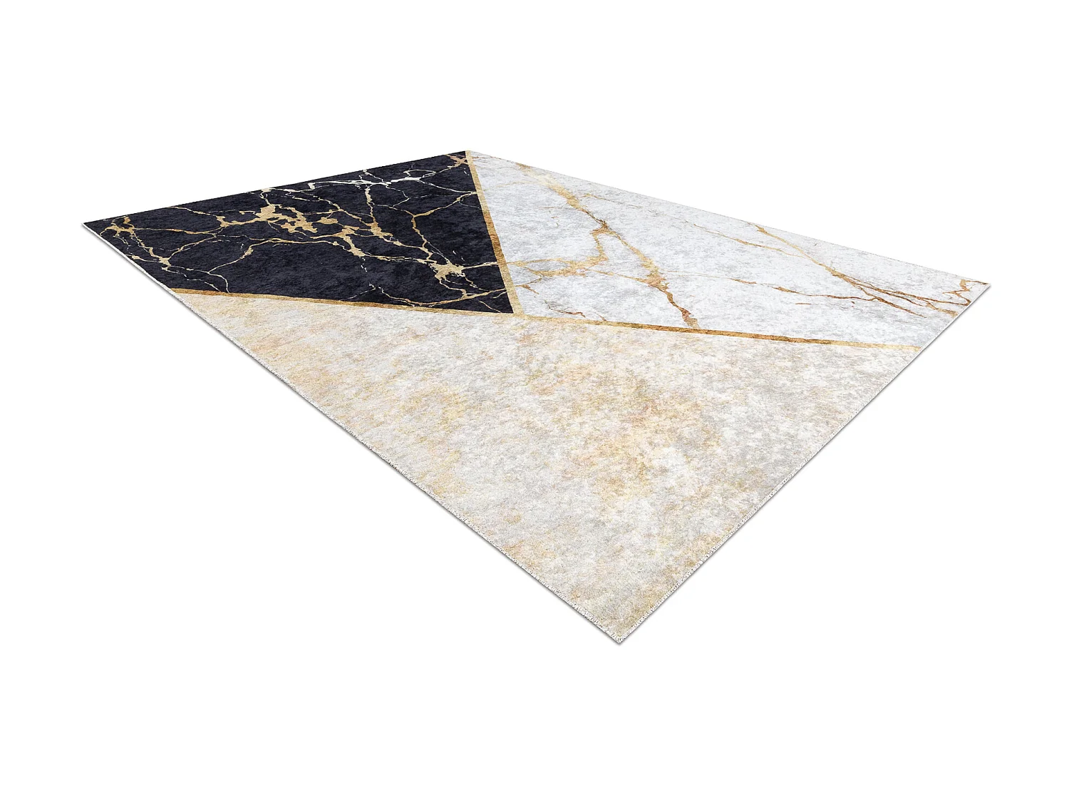 MIRO 52103.801 tapijt wasbaar marmer, geometrisch antislip - goud 160x220 cm
