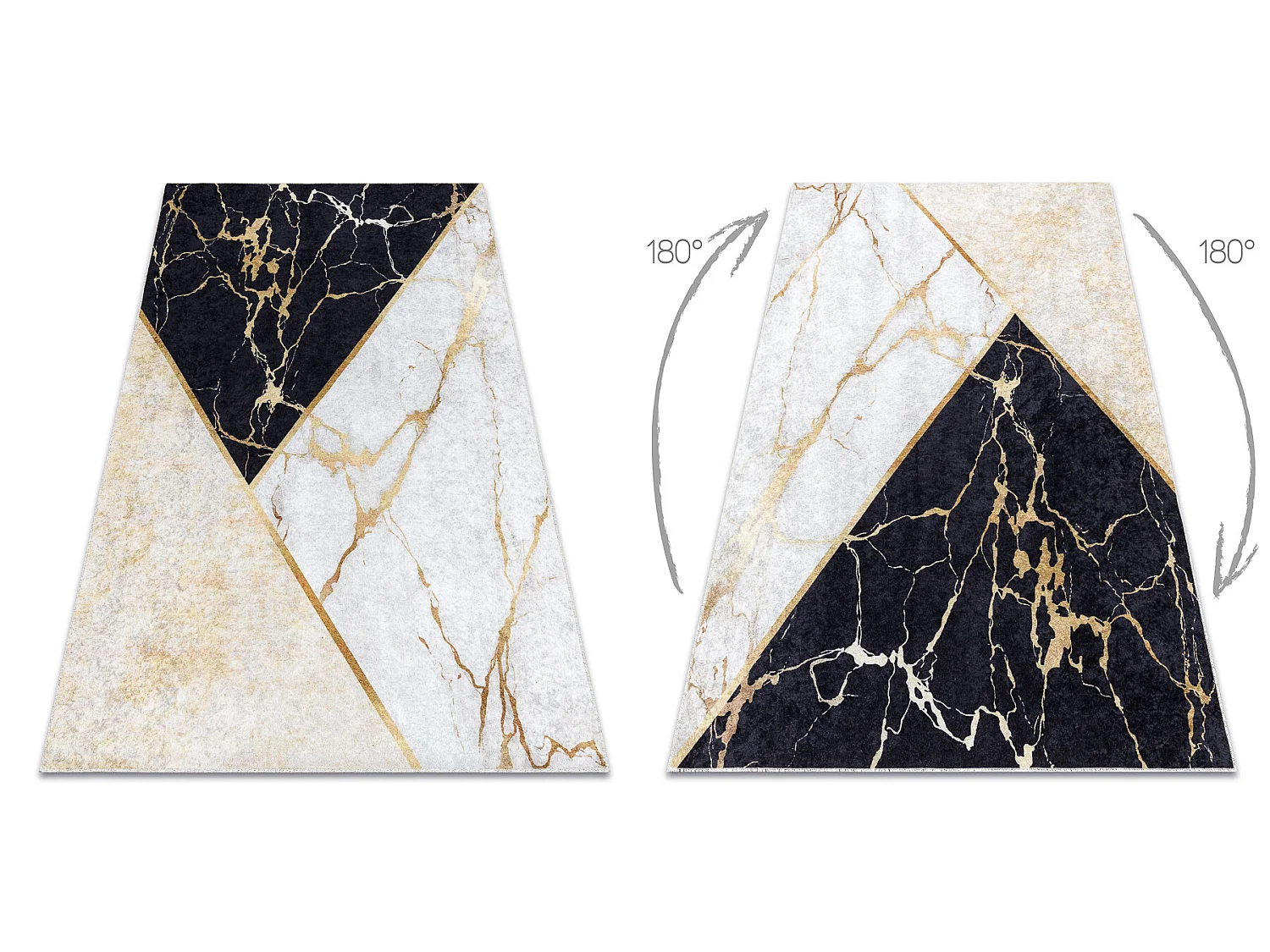 MIRO 52103.801 tapijt wasbaar marmer, geometrisch antislip - goud 160x220 cm