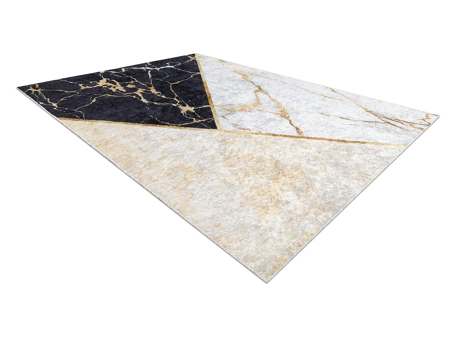 MIRO 52103.801 tapijt wasbaar marmer, geometrisch antislip - goud 160x220 cm