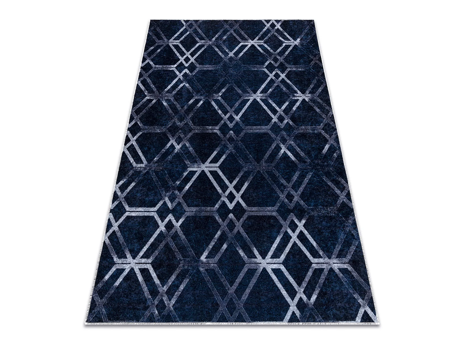 MIRO 51805.802 tapijt wasbaar geometrisch, geruite antislip - blauw 120x170 cm