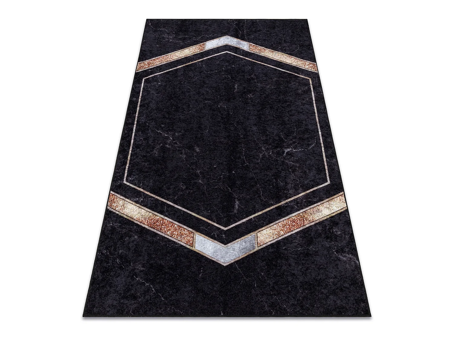 Tapis lavable MIRO 52025.802 Marbre, géométrique antidérapant - noi 160x220 cm