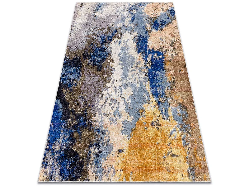 MIRO 51774.802 tapijt wasbaar Abstractie antislip - blauw / beige  120x170 cm