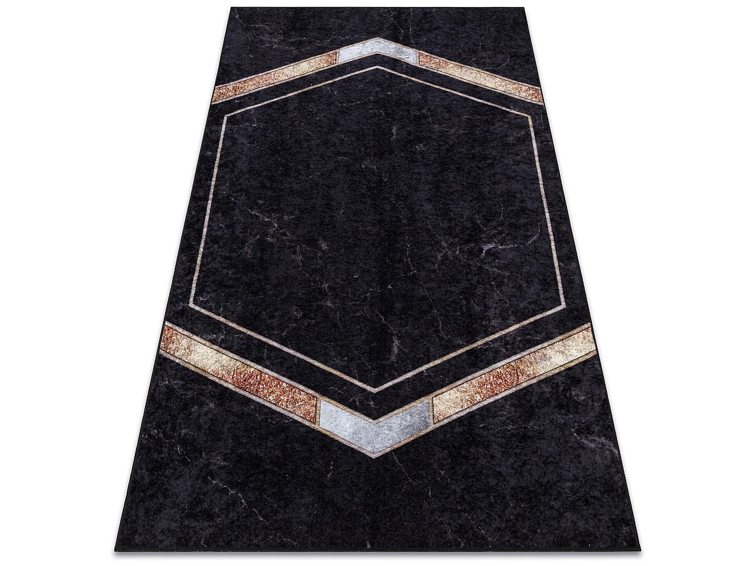 Tapis lavable MIRO 52025.802 Marbre, géométrique antidérapant - noi 80x150 cm