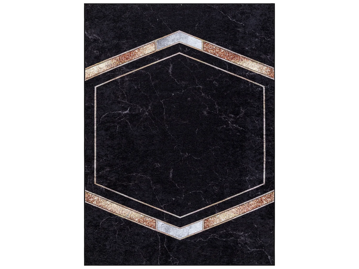 Tapis lavable MIRO 52025.802 Marbre, géométrique antidérapant - noi 80x150 cm