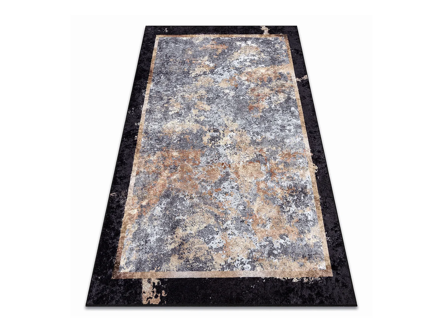 MIRO 51328.804 tapijt wasbaar Abstractie antislip - grijs / goud 120x170 cm