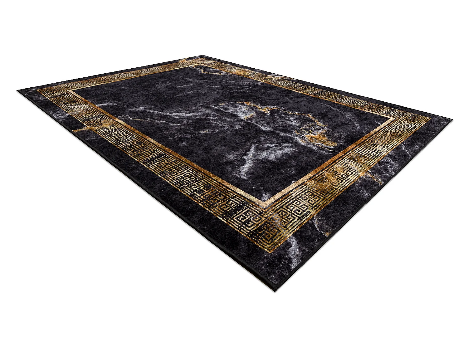 Tapis lavable MIRO 51278.809 Marbre, grec antidérapant - noir / or 160x220 cm