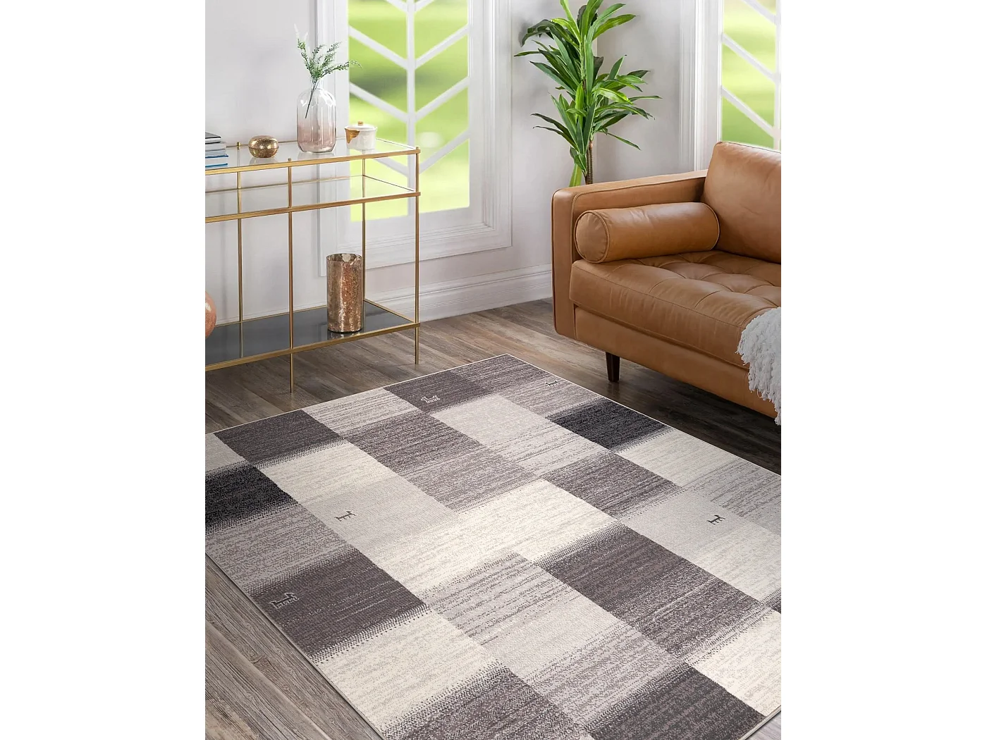 Tapis Laine ANGEL 7961 / 52022 Géométrique, cadre beige / gris 160x230 cm