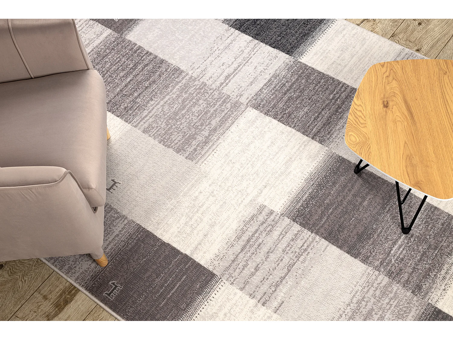 Tapis Laine ANGEL 7961 / 52022 Géométrique, cadre beige / gris 160x230 cm