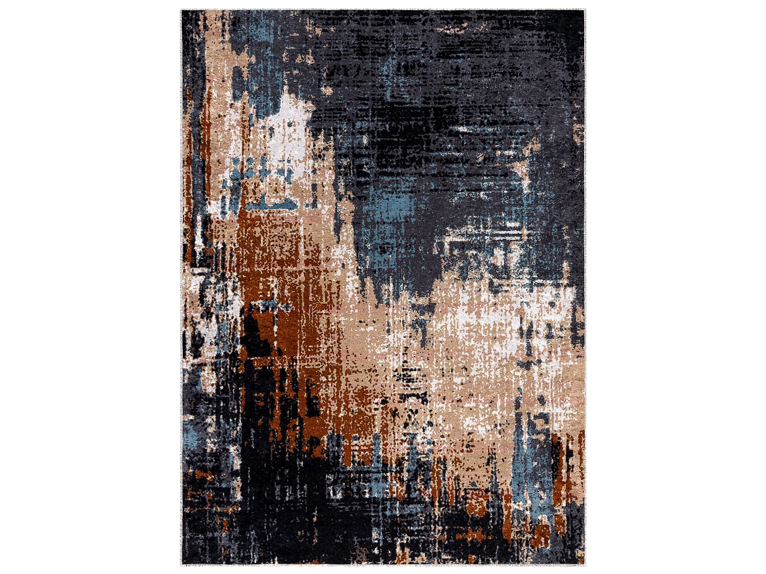 MIRO 51454.802 tapijt wasbaar Abstractie antislip - marineblauw / beig 160x220 cm